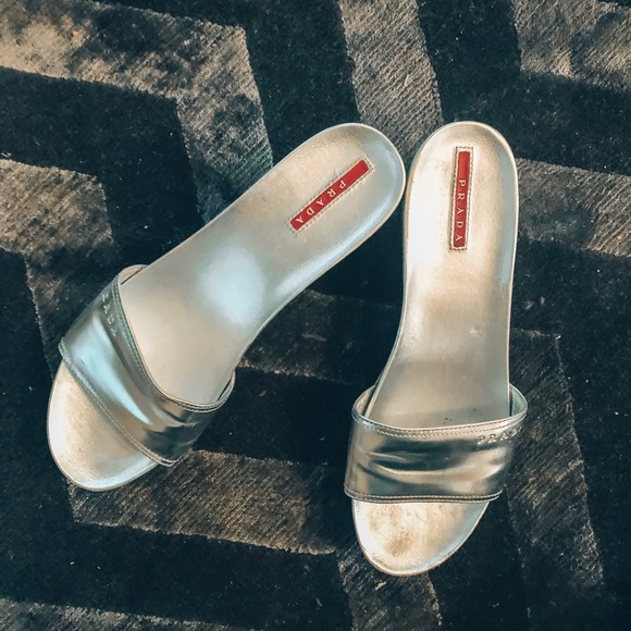 Prada silver platform sandals - Picture 1 of 2